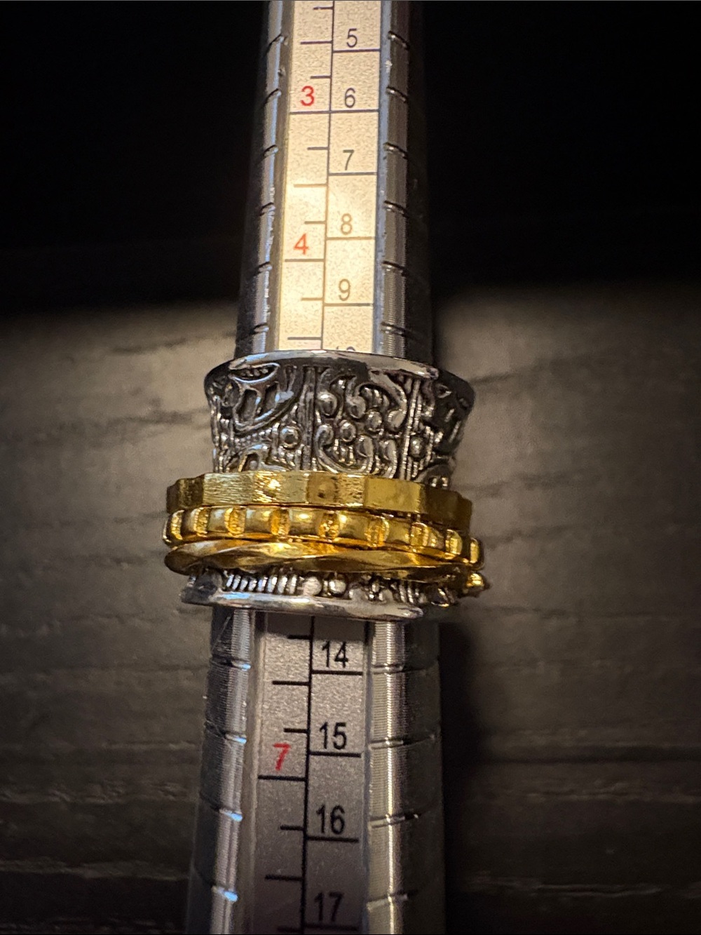 Mixed Metal Spinning Rings — Silver and Gold J 30